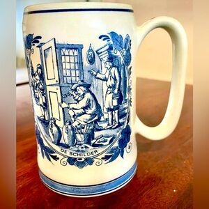 Vintage Royal Goedewaagen Blue Delft De Schilder Tankard Mug Signed